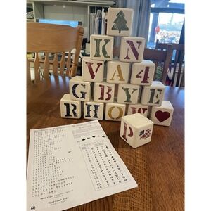 Vtg Wolf Creek All Seasons Wooden Blocks Set of 16  W/ CHART!  USA 1983